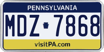 PA license plate MDZ7868