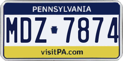 PA license plate MDZ7874