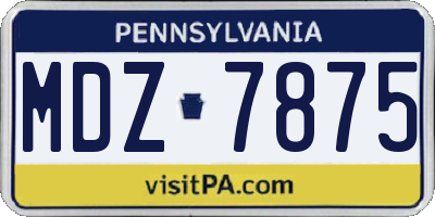 PA license plate MDZ7875
