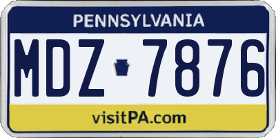 PA license plate MDZ7876