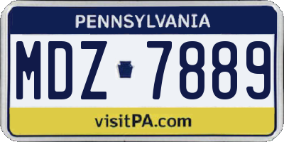 PA license plate MDZ7889