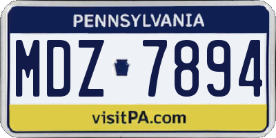 PA license plate MDZ7894