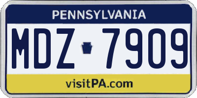 PA license plate MDZ7909