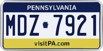 PA license plate MDZ7921