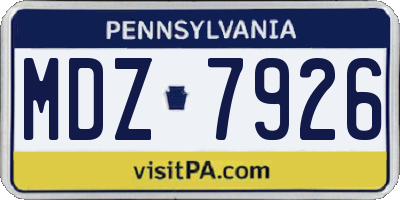 PA license plate MDZ7926