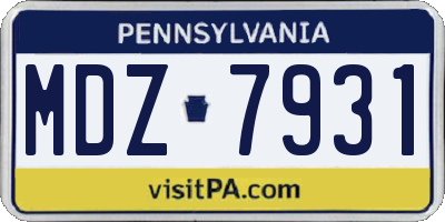PA license plate MDZ7931
