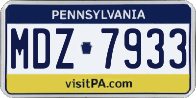 PA license plate MDZ7933