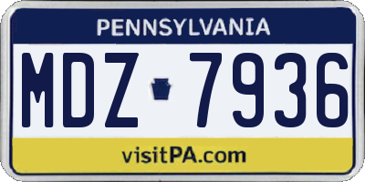 PA license plate MDZ7936