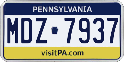 PA license plate MDZ7937