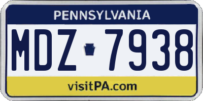 PA license plate MDZ7938