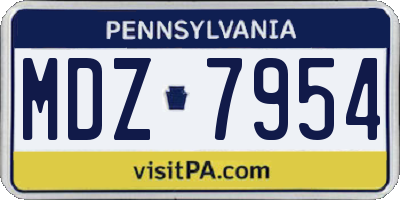 PA license plate MDZ7954