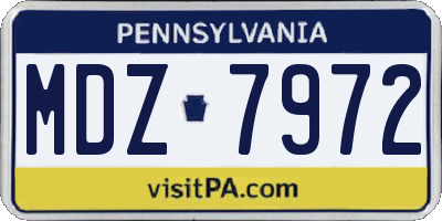 PA license plate MDZ7972