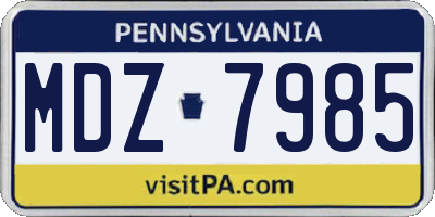 PA license plate MDZ7985