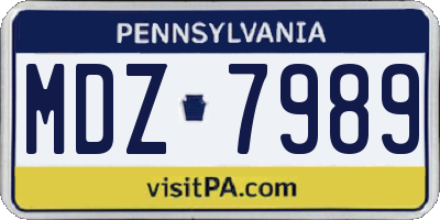 PA license plate MDZ7989