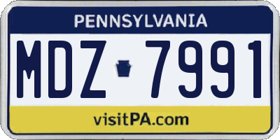 PA license plate MDZ7991