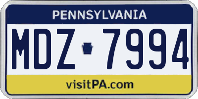 PA license plate MDZ7994
