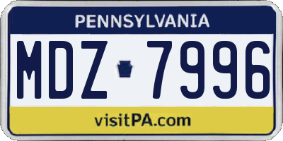 PA license plate MDZ7996