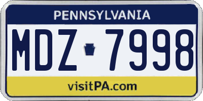 PA license plate MDZ7998