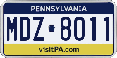 PA license plate MDZ8011