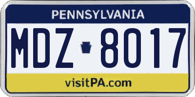 PA license plate MDZ8017