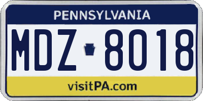 PA license plate MDZ8018