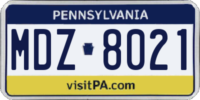 PA license plate MDZ8021