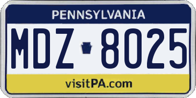 PA license plate MDZ8025