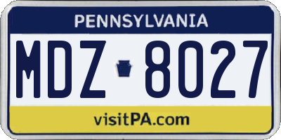 PA license plate MDZ8027