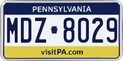 PA license plate MDZ8029