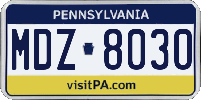 PA license plate MDZ8030