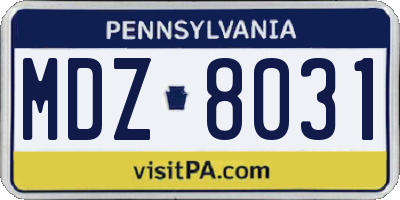 PA license plate MDZ8031