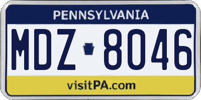 PA license plate MDZ8046