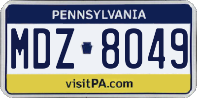 PA license plate MDZ8049