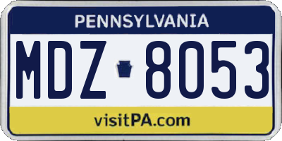 PA license plate MDZ8053