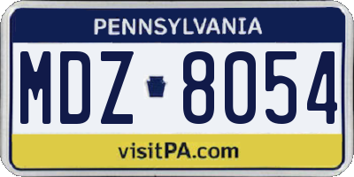 PA license plate MDZ8054