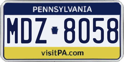 PA license plate MDZ8058
