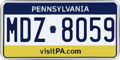 PA license plate MDZ8059
