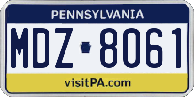 PA license plate MDZ8061