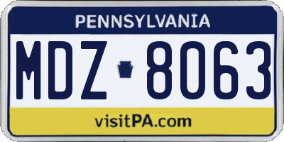 PA license plate MDZ8063