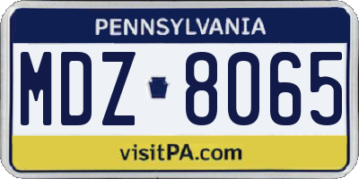 PA license plate MDZ8065