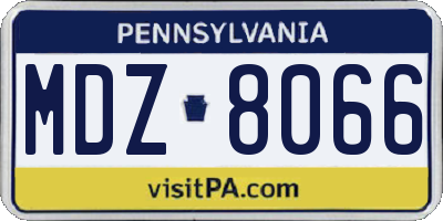 PA license plate MDZ8066