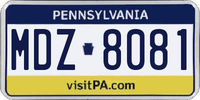 PA license plate MDZ8081