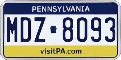 PA license plate MDZ8093