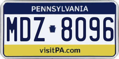 PA license plate MDZ8096