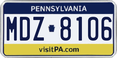 PA license plate MDZ8106