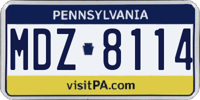 PA license plate MDZ8114