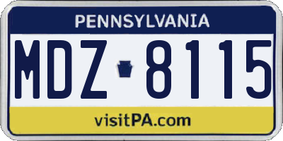 PA license plate MDZ8115