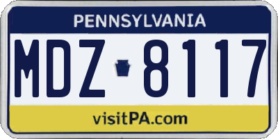 PA license plate MDZ8117
