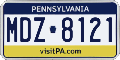 PA license plate MDZ8121