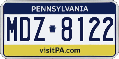 PA license plate MDZ8122